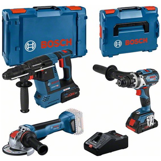 Bosch Profi Set 18V: GSR 18V-110C, GWX 18V-10 P, GBH 18V-26F, 2x Akku, Schnellladegerät