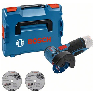 Bosch Akku-Winkelschleifer GWS 12V-76, Solo Version, L-BOXX, Trennscheiben