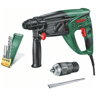 Bosch Bohrhammer PBH 3000 FRE, SDS-plus, incl. Flachmeißel, Bohrer-Set (4-tlg.), Zubehör, Tragekoffer