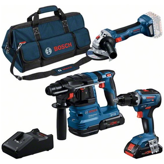 Bosch Combo Kit 3-tlg. 18V: GSR 18V-55/GWS 18V-7/GBH 18V-22, 2x Akku, Schnellladegerät