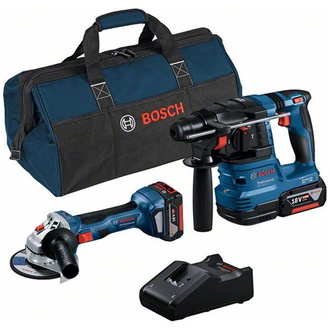 Bosch Combo Kit 2-tlg. 18V: GWS 18V-7 + GBH 18V-22 + 2 x Akku 4.0Ah, Schnellladegerät