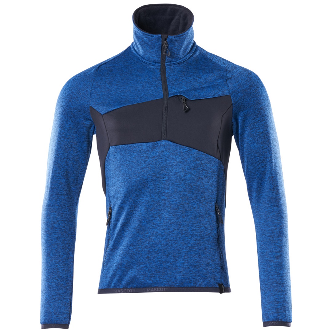 Mascot ACCELERATE Fleecepullover mit kurzem Reißverschluss, moderne Passform 18003 Gr. 2XL azurblau/schwarzblau