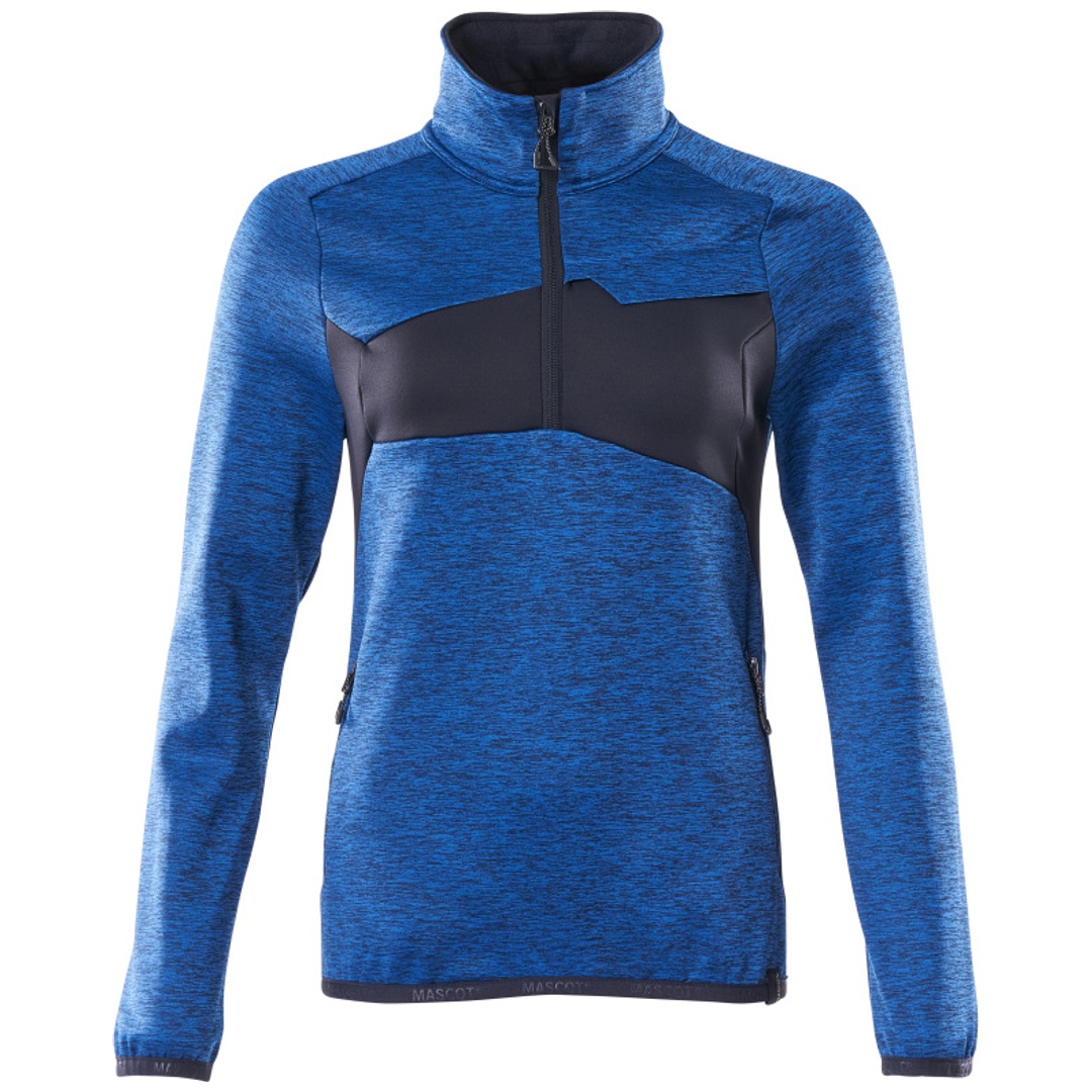 Mascot ACCELERATE Fleecepullover mit kurzem Reißverschluss, Damenpassform 18053 Gr. L azurblau/schwarzblau
