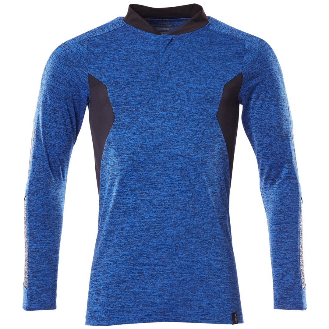 Mascot MASCOT® ACCELERATE Polo-Shirt, feuchtigkeitstransportierendes COOLMAX® PRO, langarm, moderne Passform Gr. L azurblau/schwarzblau