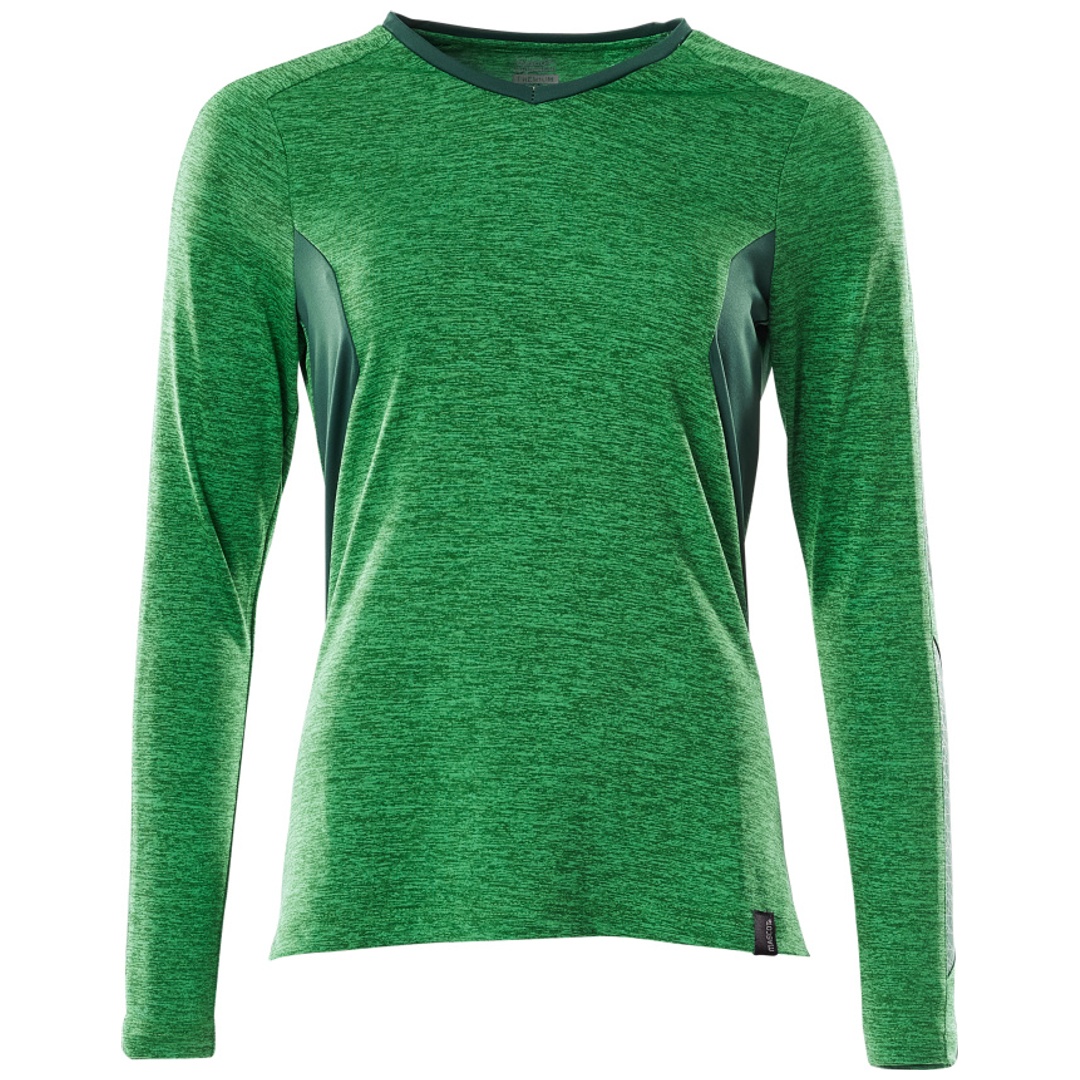 Mascot T-Shirt COOLMAX ACCELERATE Damen langarm 18091 Gr. 5XL grasgrün  meliert/grün