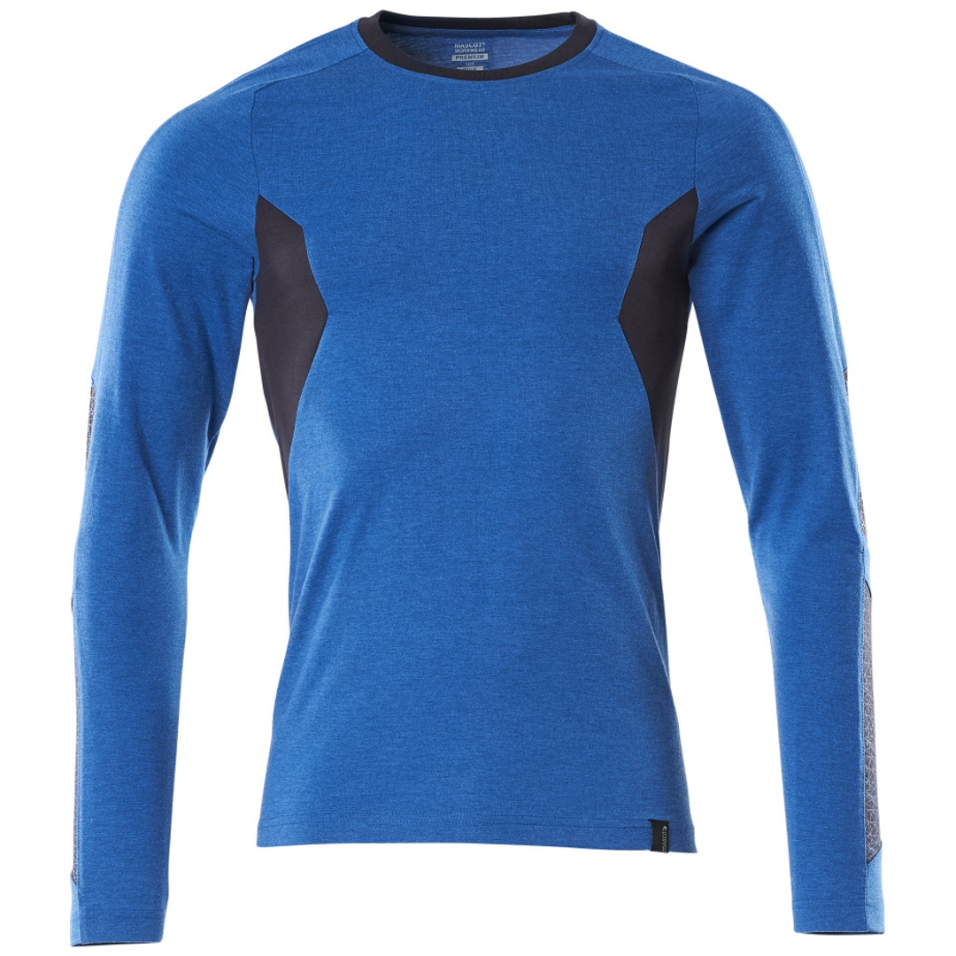 Mascot MASCOT® ACCELERATE T-Shirt, langarm, moderne Passform Gr. M azurblau/schwarzblau