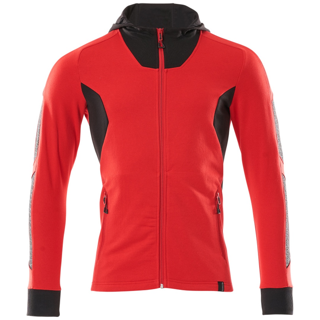 Mascot Kapuzensweatshirt ACCELERATE mit Reißverschluss, moderne Passform Gr.S verkehrsrot/schwarz