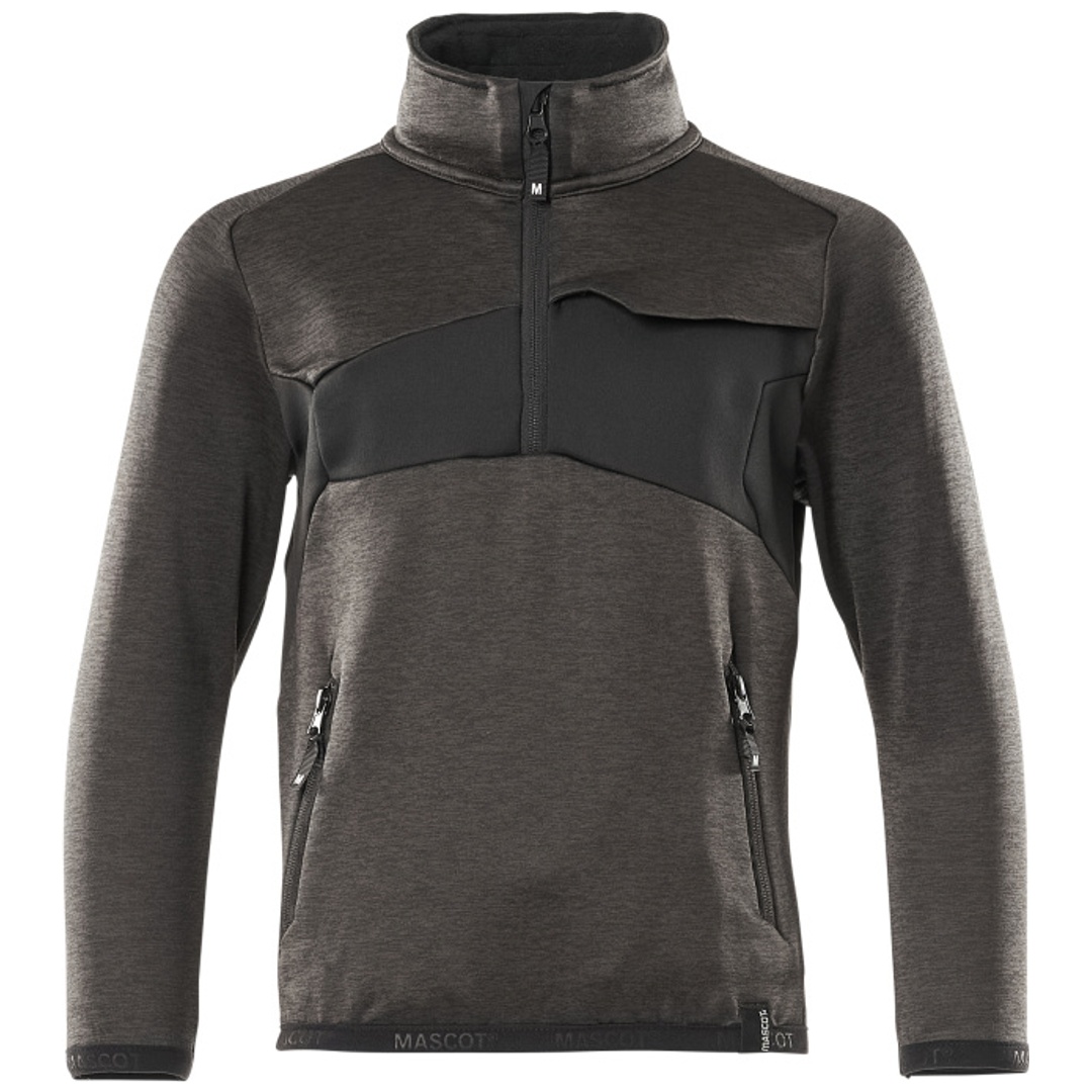 Mascot MASCOT® ACCELERATE Fleecepullover für Kinder mit kurzem Reißverschluss Gr. 116 dunkelanthrazit/schwarz