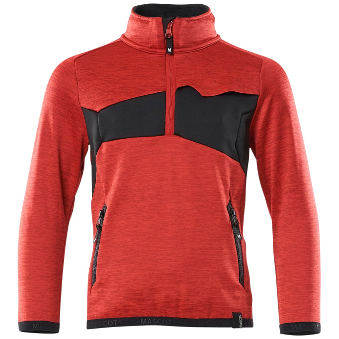 Mascot MASCOT® ACCELERATE Fleecepullover für Kinder mit kurzem Reißverschluss Gr. 116 verkehrsrot/schwarz