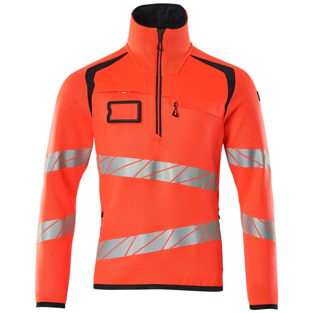 Mascot Strickpullover mit kurzem Reißverschluss S hi-vis rot/schwarzblau