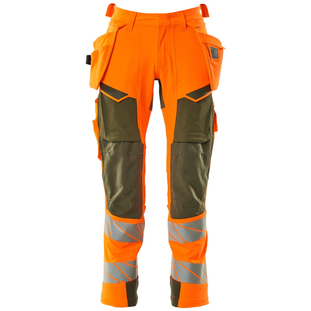 Mascot Warn-Stretchhose mit Hängetaschen 19031-711 Gr. 54 hi-vis orange/moosgrün