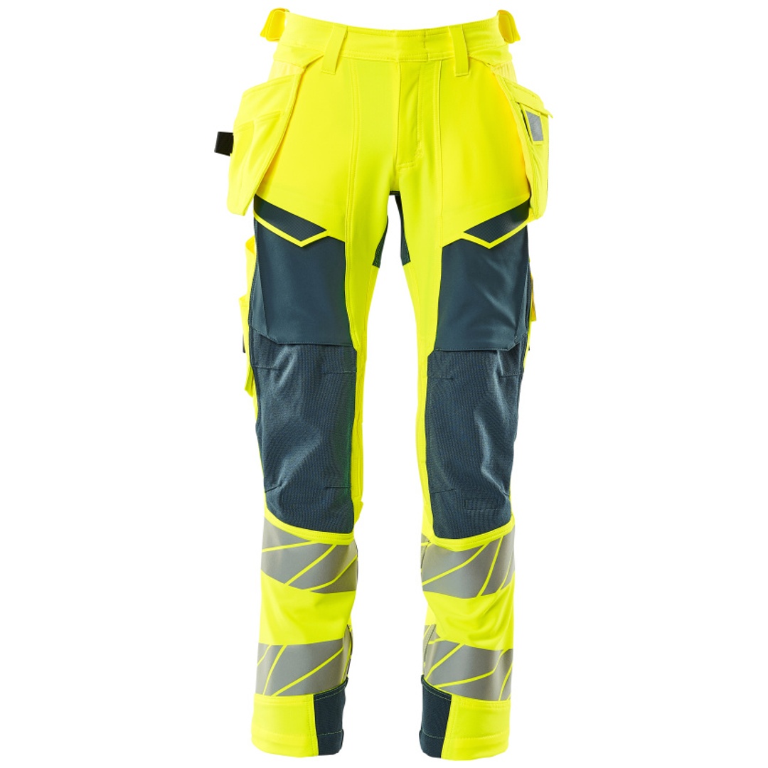 Mascot Warn-Stretchhose mit Hängetaschen 19031-711 Gr. 58 hi-vis gelb/dunkelpetroleum