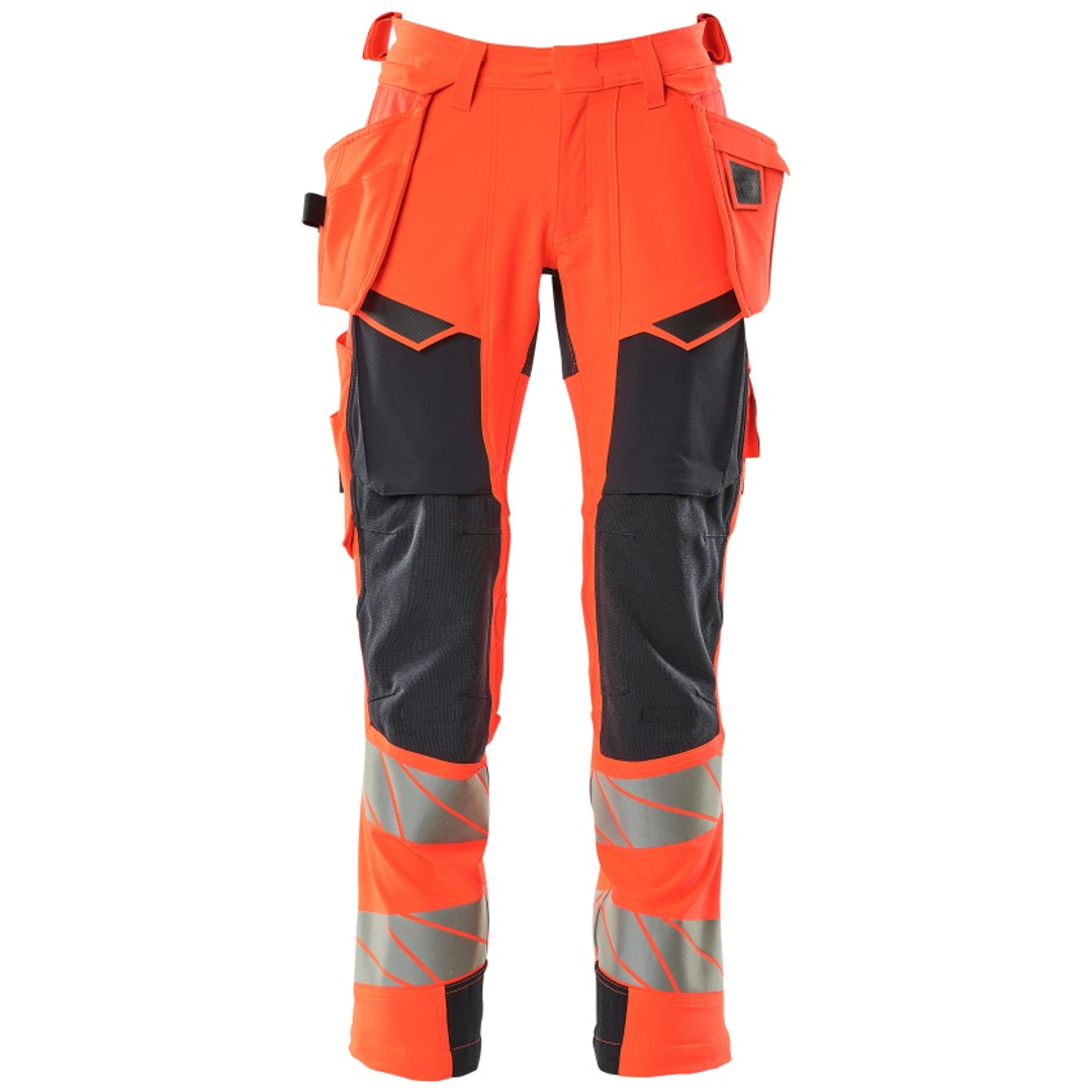Mascot Warn-Stretchhose mit Hängetaschen 19031-711 Gr. 48 Hi-vis rot/schwarzblau