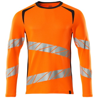 Mascot T-Shirt, Langarm, moderne Passform T-shirt Gr. M ONE, hi-vis orange/schwarzblau