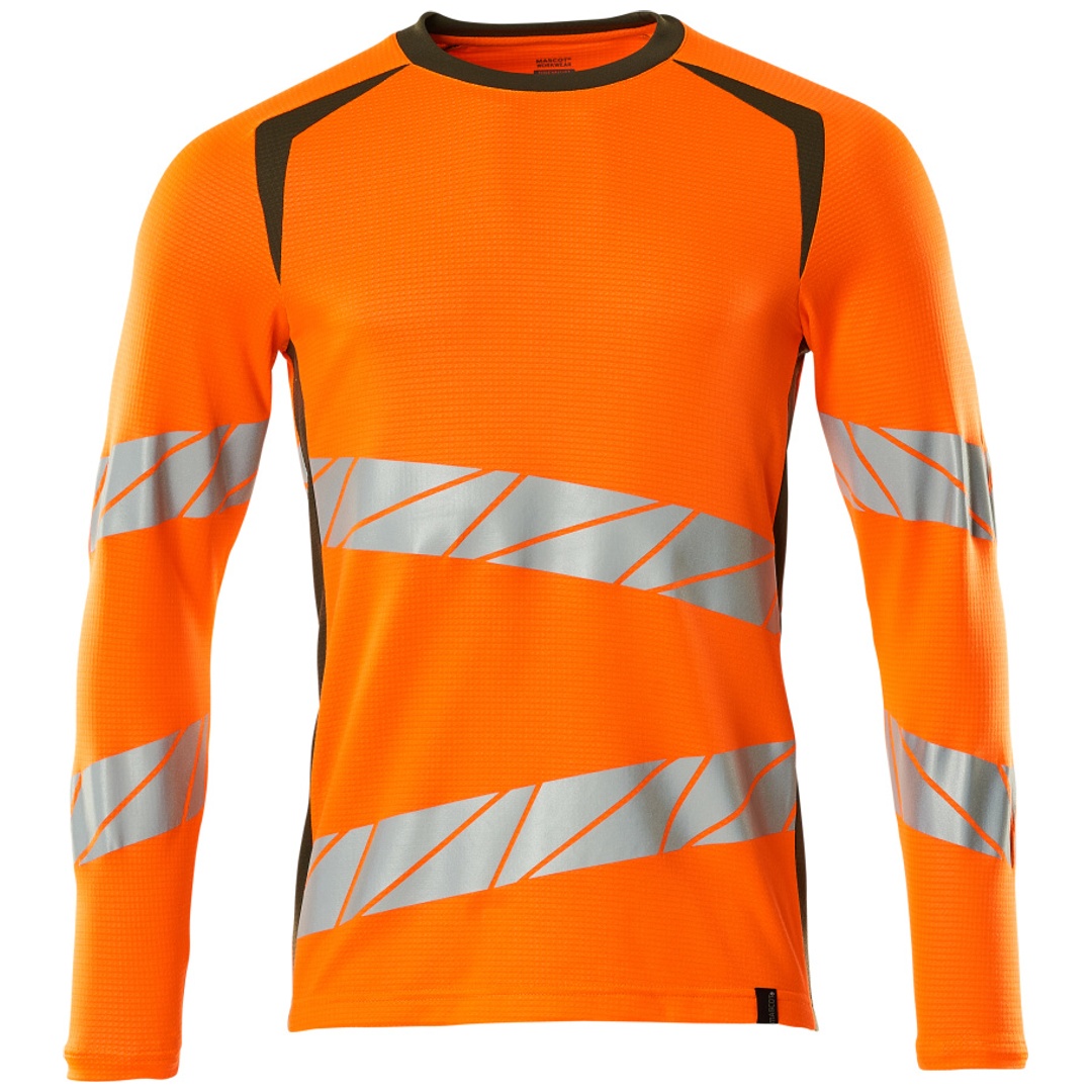 Mascot T-Shirt, langarm 19081-771-1433 Gr. M hi-vis orange/moosgrün