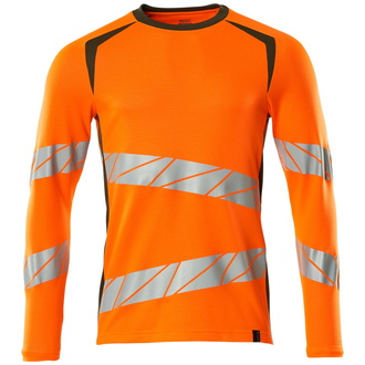 Mascot T-Shirt, Langarm, moderne Passform T-shirt Gr. S ONE, hi-vis orange/moosgrün