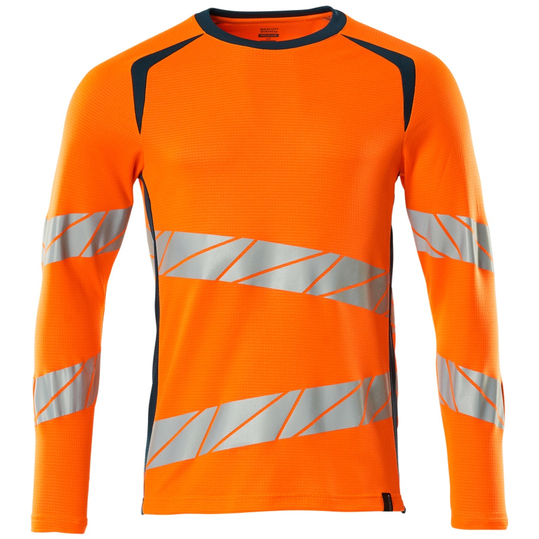 Mascot T-Shirt, langarm 19081-771-1444 Gr. M hi-vis orange/dunkelpetroleum