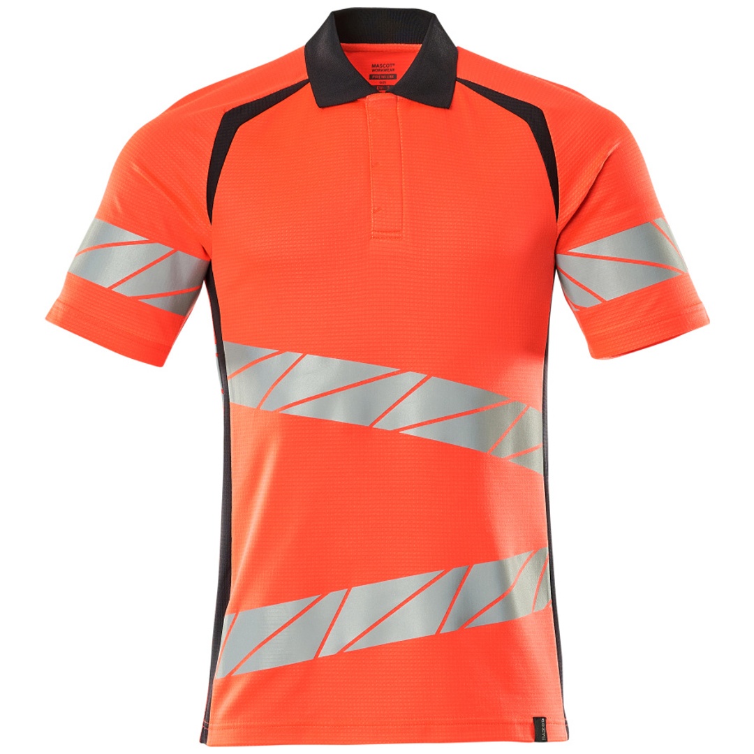 Mascot Polo-Shirt, moderne Passform Polo-shirt Gr. L ONE, Hi-vis rot/schwarzblau