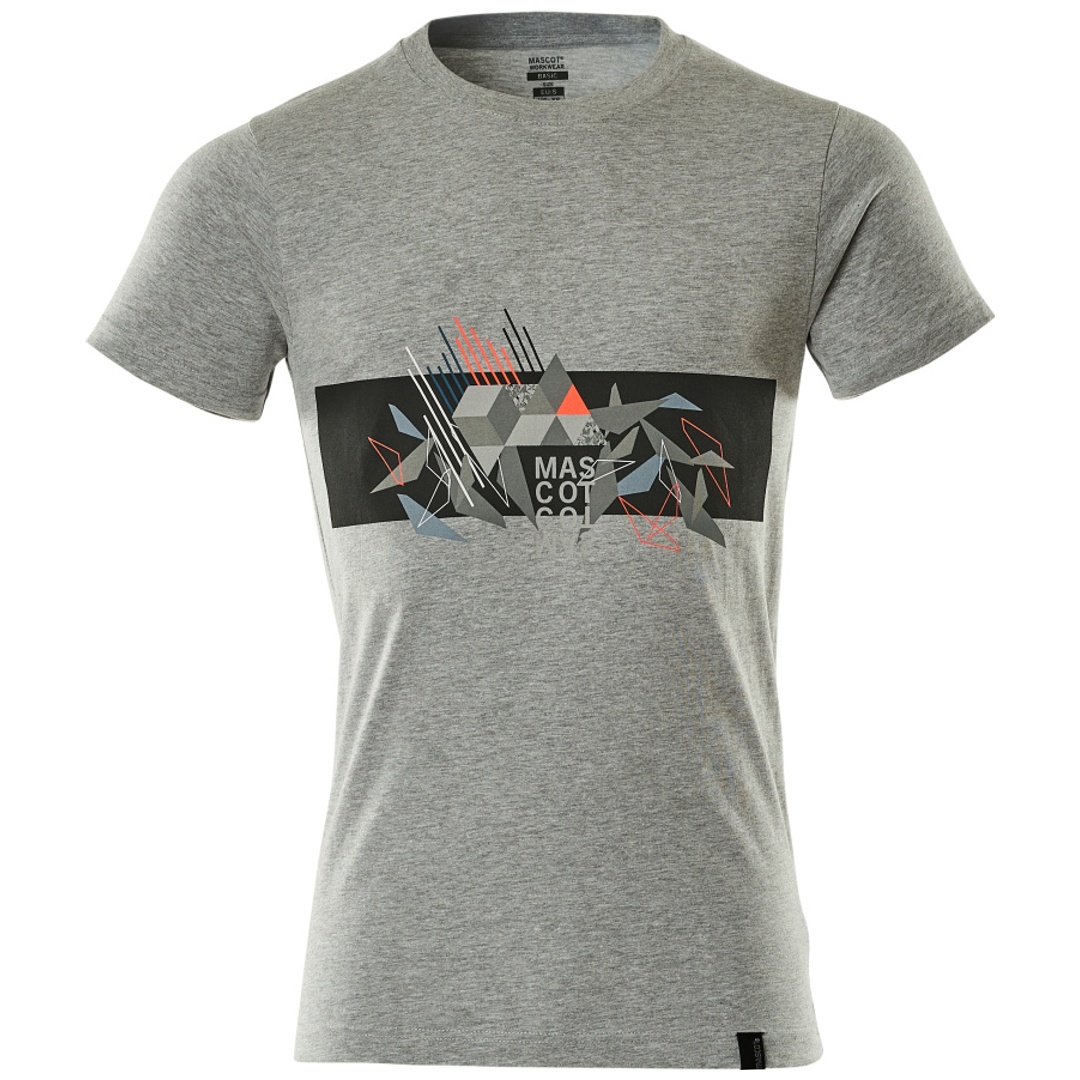 Mascot T-Shirt mit Druck T-shirt Gr. 5XL, grau/hi-vis rot