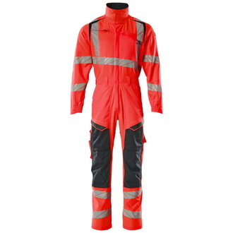 Mascot Overall, Knietaschen, Stretch-Einsätze Kombination Gr. 2XL, Hi-vis rot/schwarzblau