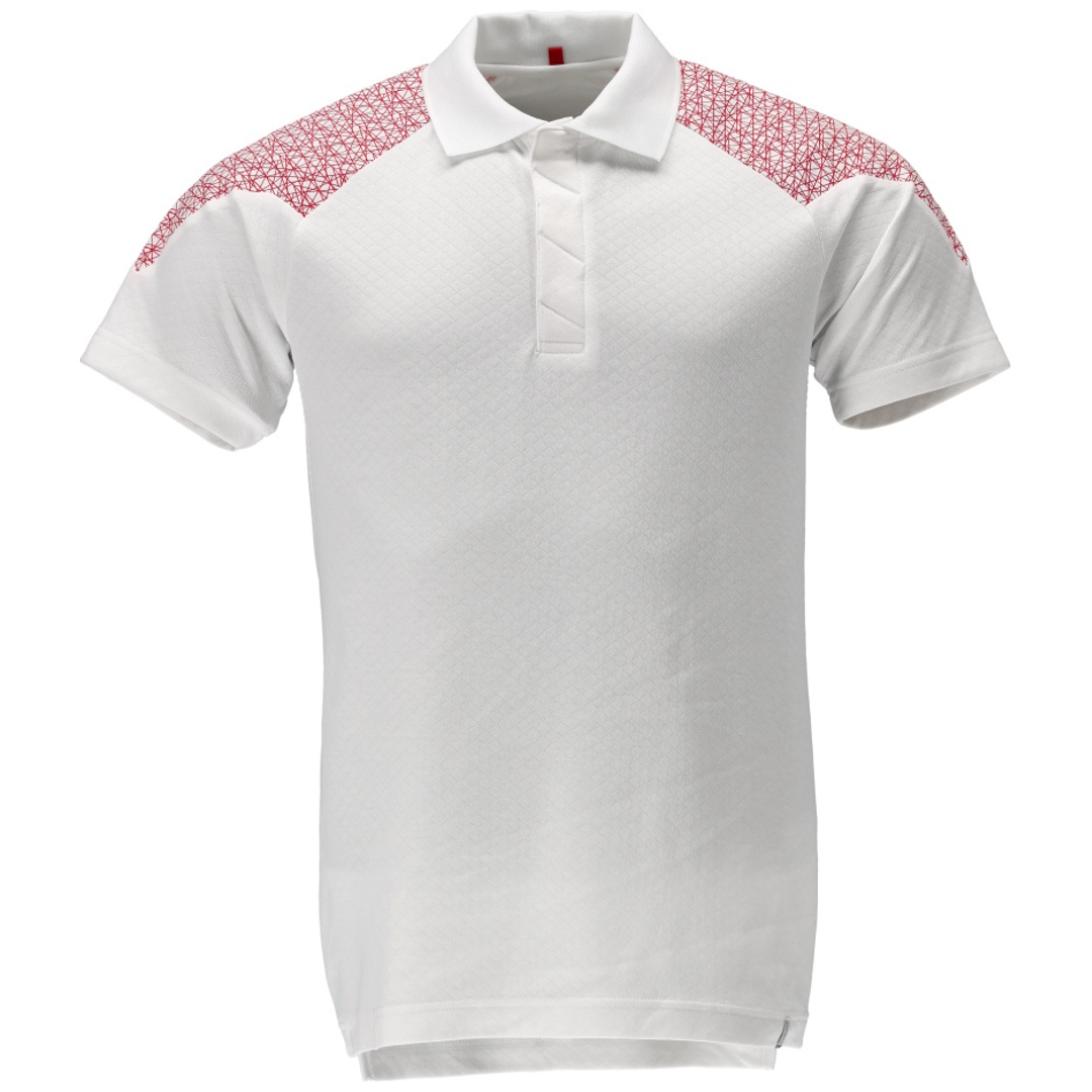 Mascot Polo-Shirt, Kurzarm Polo-shirt Gr. M, weiss/verkehrsrot