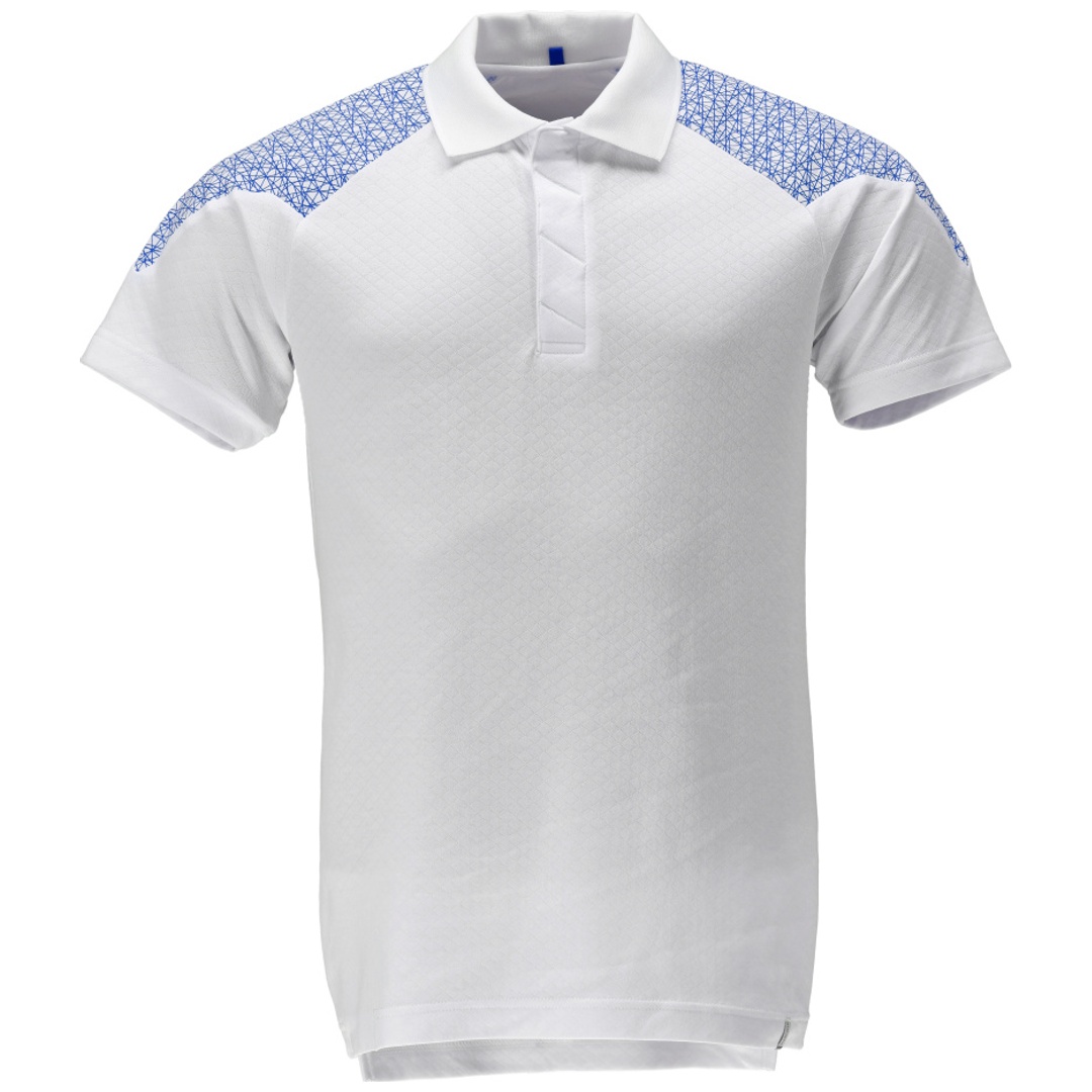 Mascot Polo-Shirt, Kurzarm Polo-shirt Gr. L, weiss/azurblau