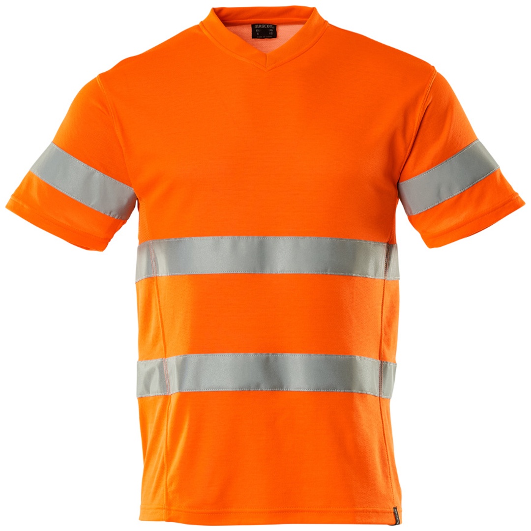 Mascot T-Shirt, V-Ausschnitt, moderne Passform T-shirt Gr. L, hi-vis orange