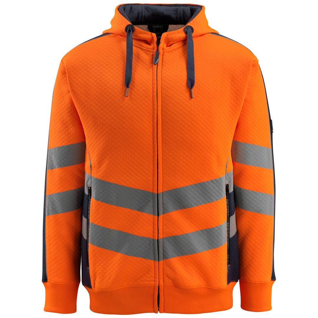 Mascot Warnschutz Kapuzensweatshirt CORBY SAFE SUPREME mit Reißverschluss 50138 Gr. XL warnrange/schwarzblau