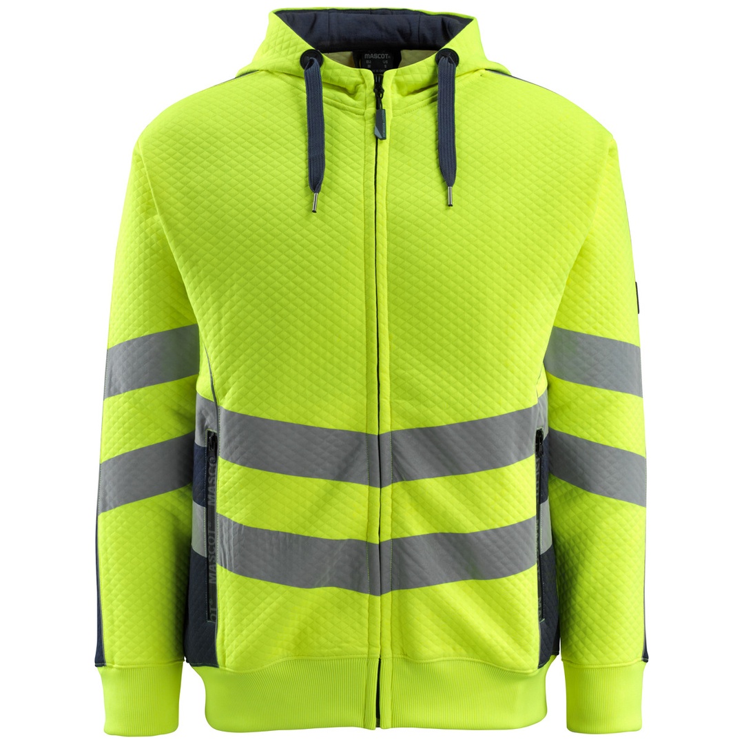 Mascot Warnschutz Kapuzensweatshirt CORBY SAFE SUPREME mit Reißverschluss 50138 Gr. L warngelb/schwarzblau