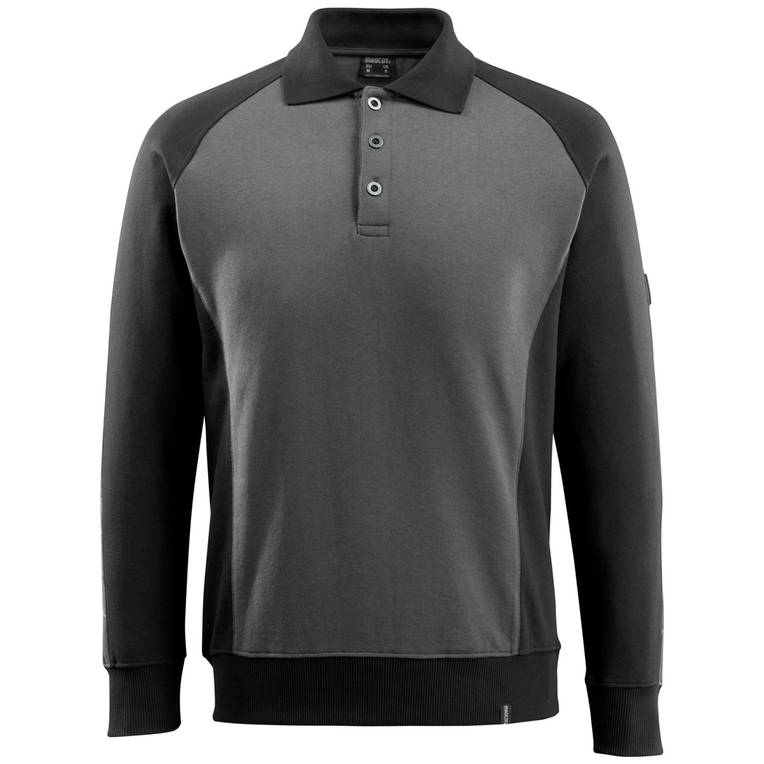 Mascot Polo-Sweatshirt MAGDEBURG UNIQUE langarm 50610 Gr. L dunkelanthrazit/schwarz