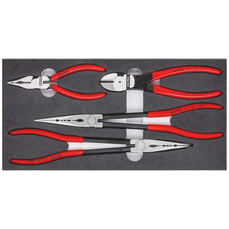 Knipex Zangen-Set in Schaumstoffeinlage 4-tlg. (Kombi-, 2 x Montierzange, Seitenschneider)