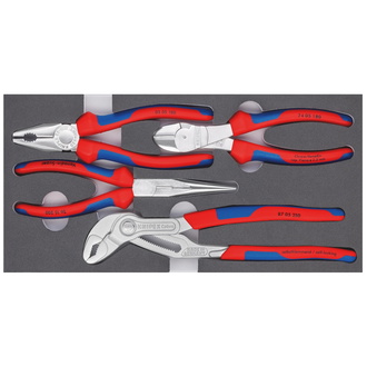 Knipex Zangen-Set in Schaumstoffeinlage 4-tlg. (Kombi-, Wasserpumpen-, Flachrundzange, Seitenschneider)