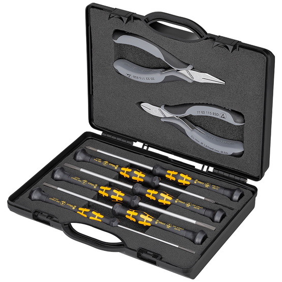 Knipex Elektronikzangen-Set, mit Werkzeugen für Arbeiten an elektronischen Baute - 1