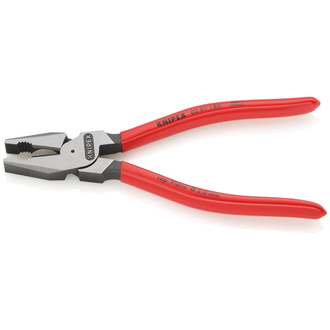 Knipex Kraft-Kombizange, mit Kunststoff überzogen, schwarz atramentiert, 180 mm (SB-Karte/Blister)