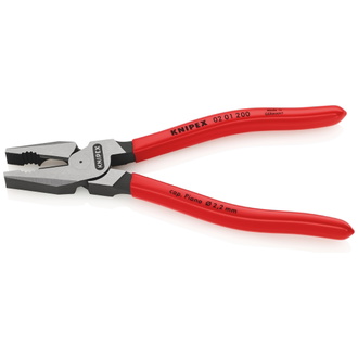 Knipex Kraft-Kombizange, mit Kunststoff überzogen, schwarz atramentiert, 200 mm (SB-Karte/Blister)