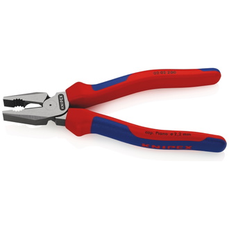 Knipex Kraft-Kombizange, mit Mehrkomponenten-Hüllen, schwarz atramentiert 200 mm (SB-Karte/Blister)