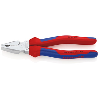 Knipex Kraft-Kombizange, mit Mehrkomponenten-Hüllen, verchromt 200 mm