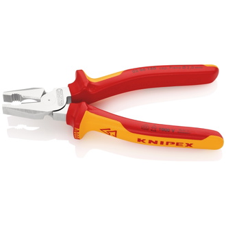 Knipex Kraft-Kombizange isoliert mit Mehrkomponenten-Hüllen, VDE-geprüft verchromt 180 mm (SB-Karte/Blister)