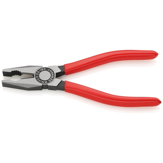 Knipex Kombizange, mit Kunststoff überzogen, schwarz atramentiert, 180 mm (SB-Karte/Blister)