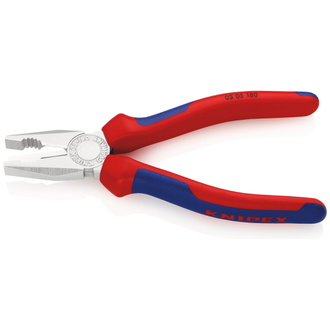 Knipex Kombizange, mit Mehrkomponenten-Hüllen, verchromt 180 mm (SB-Karte/Blister)