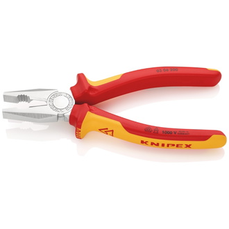 Knipex Kombizange isoliert mit Mehrkomponenten-Hüllen, VDE-geprüft verchromt 200 mm (SB-Karte/Blister)