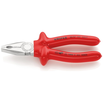 Knipex Kombizange tauchisoliert, VDE-geprüft verchromt 180 mm