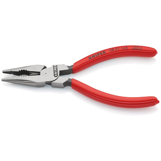 Knipex Spitz-Kombizange, mit Kunststoff überzogen, schwarz atramentiert, 145 mm (SB-Karte/Blister)