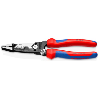 Knipex WireStripper Multifunktions-Elektrikerzangen amerikanisches Modell, mit Mehrkomponenten-Hüllen, schwarz atramentiert 200 mm