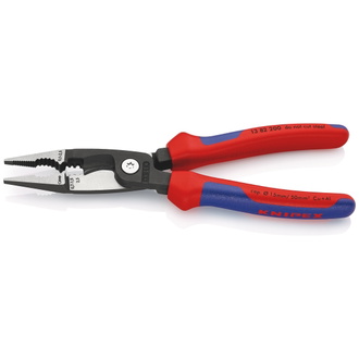 Knipex Elektro-Installationszange, mit Mehrkomponenten-Hüllen, schwarz atramentiert 200 mm (SB-Karte/Blister), Art.Nr. 13 82 200 SB