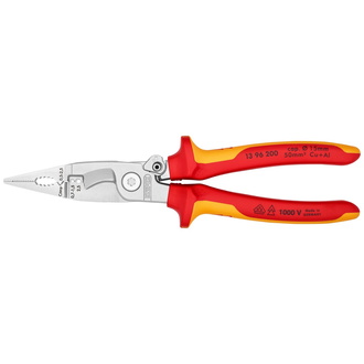 Knipex Elektro-Installationszange isoliert mit Mehrkomponenten-Hüllen, VDE-geprüft verchromt 200 mm, Art.Nr. 13 96 200