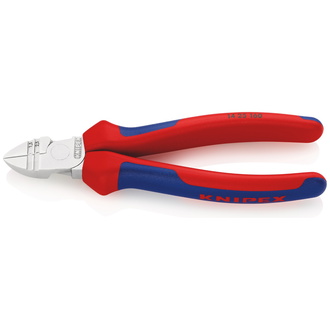 Knipex Abisolier-Seitenschneider, mit Mehrkomponenten-Hüllen, verchromt 160 mm