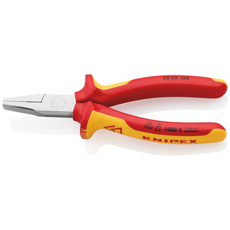 Knipex Flachzange isoliert mit Mehrkomponenten-Hüllen, VDE-geprüft verchromt 160 mm