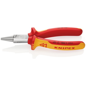 Knipex Rundzange isoliert mit Mehrkomponenten-Hüllen, VDE-geprüft verchromt 160 mm