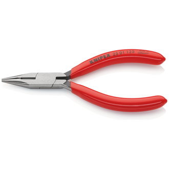 Knipex Flachrundzange mit Schneide (Radiozange), mit Kunststoff überzogen, schwarz atramentiert, 125 mm